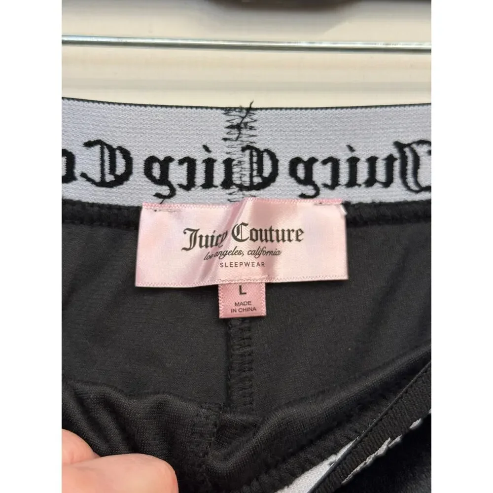 Juicy Couture Black Velour Shorts Sz Large Sleepwear GS